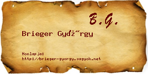 Brieger György névjegykártya